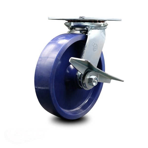 8 Inch Heavy Duty Solid Poly Caster with Ball Bearing and Brake